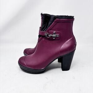 Sorel Rubber‎ Boots Size 9 Burgundy Leather Chunky Platform Heeled Rain
